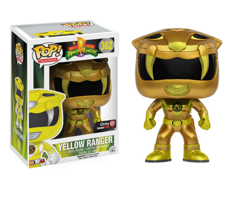 Funko POP! Television: Mighty Morphin Power Rangers - Yellow Ranger [Metallic](GameStop)(Damaged Box) #362