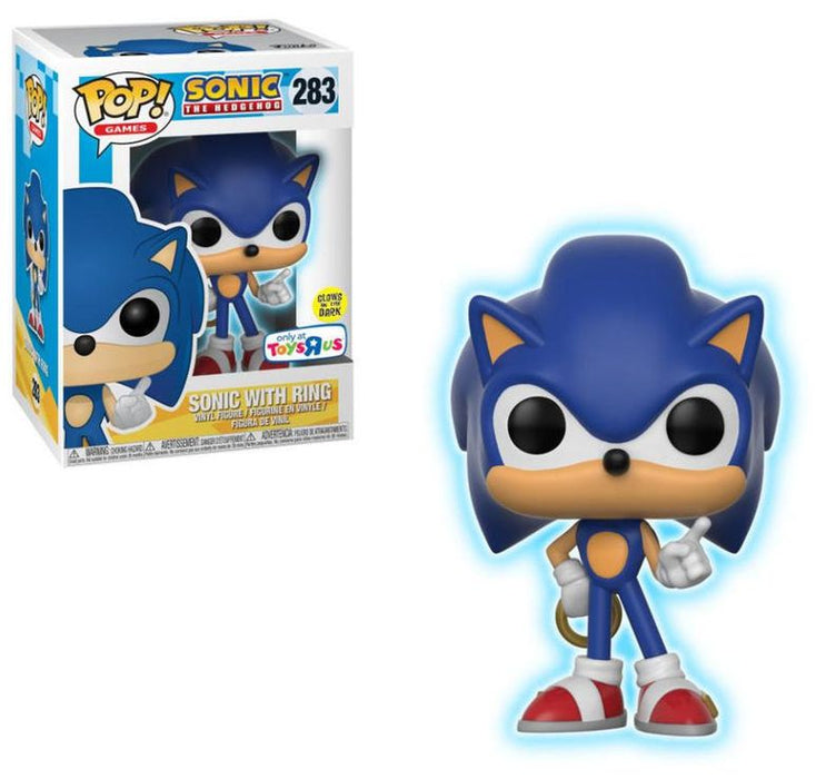 Funko POP! Games: Sonic The Hedgehog - Sonic with Ring (GiTD)(Toys R Us)(Damaged Box) #283