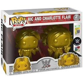 Funko POP! WWE: Ric & Charlotte Flair [Gold] (WWE Exclusive)(2019 SDCC)(Damaged Box)[2-Pack]