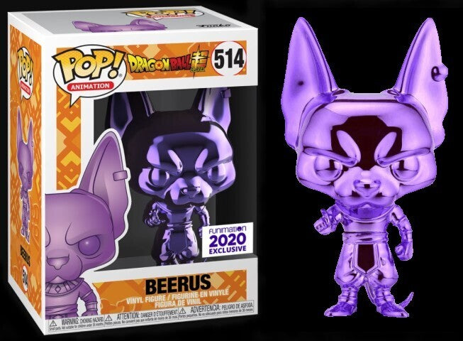 Funko POP! Animation: Dragon Ball Z - Beerus [Purple Chrome](Funimation)(Damaged Box) #514