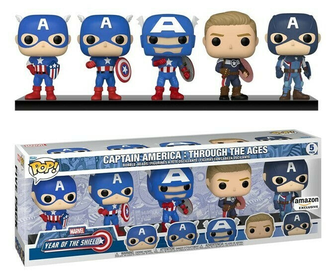 Funko POP! Marvel: Year Of The Shield - Captain America : Through The Ages (Amazon) 5Pack