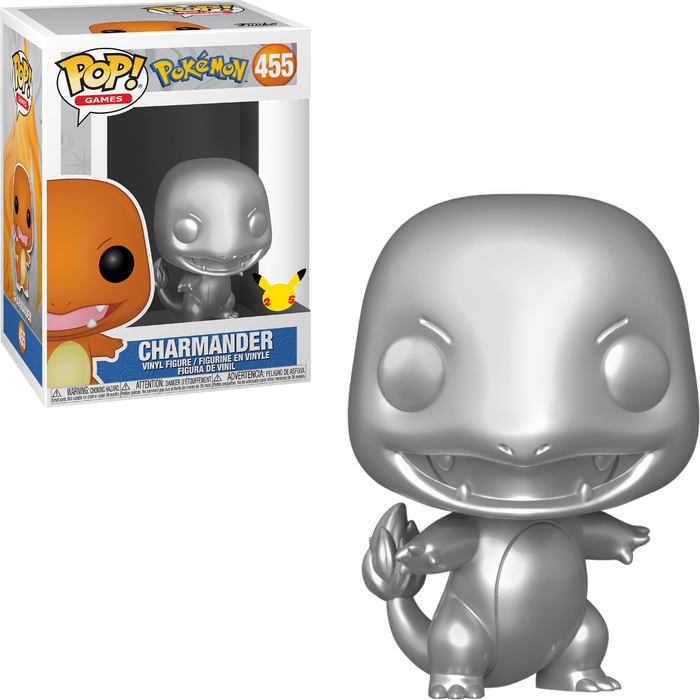 Funko POP! Games: Pokemon - Charmander [Metallic](25th Anniversary Sticker)(Damaged Box) #455
