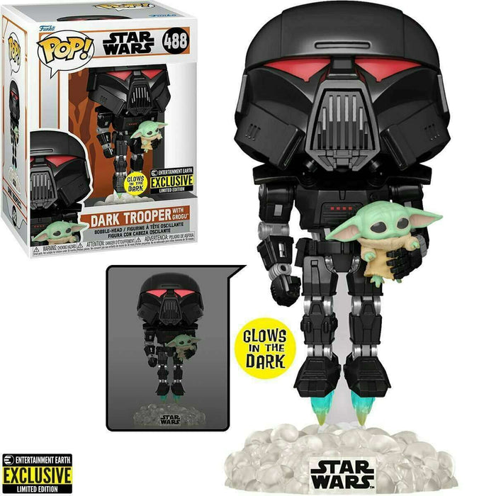 Funko POP! Star Wars: Dark Trooper[With Grogu](GiTD)(Entertainment Earth) #488
