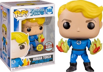 Funko POP! Marvel: Fantastic Four - Human Torch (GiTD)(Specialty Series)(Damaged Box) #568