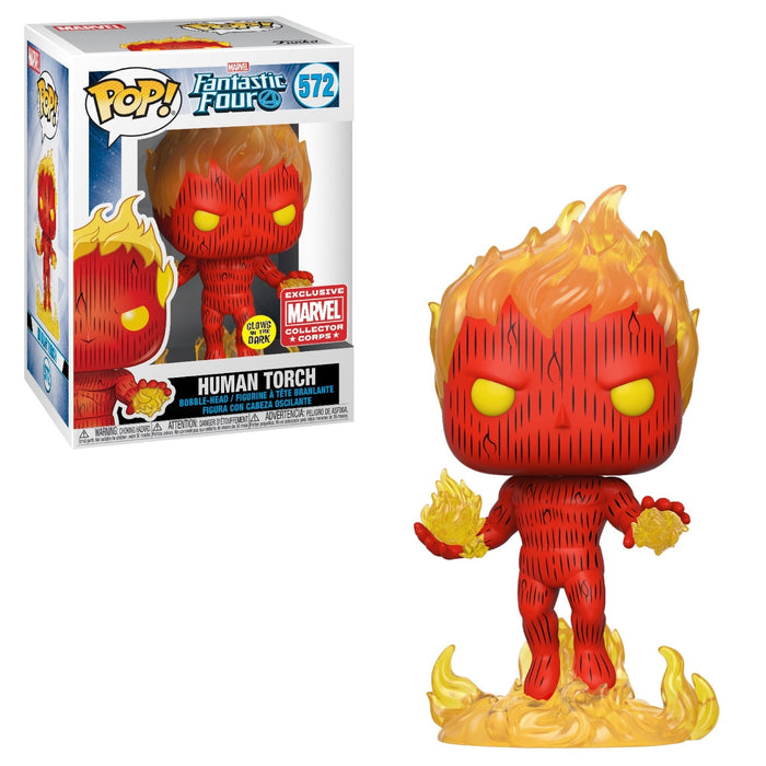 Funko POP! Marvel: Fantastic Four - Human Torch (GiTD)(Marvel Corps)(Damaged Box) #572