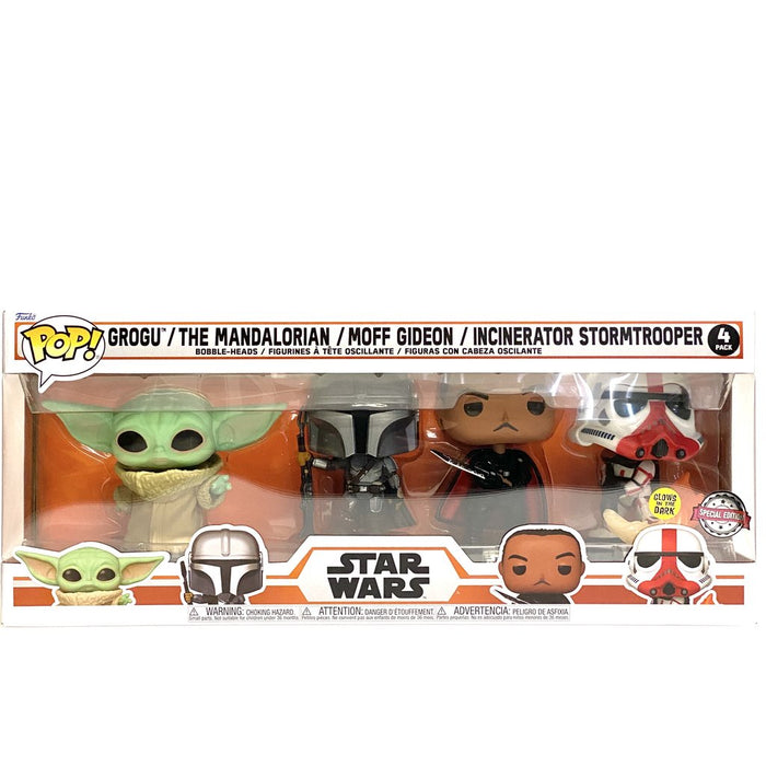 Funko POP! Star Wars - The Mandalorian, Grogu, Moff Gideon & Incinerator Trooper [4 Pack] (GiTD) (Special Edition)