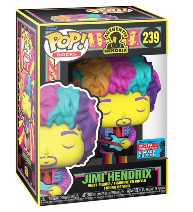 Funko POP! Rocks: Authentic Hendrix - Jimi Hendrix [Black Light] (2021 Fall Convention) #239