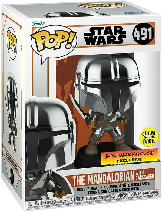 Funko POP! Star Wars - The Mandalorian with Darksaber (GiTD)(Box Warehouse) #491