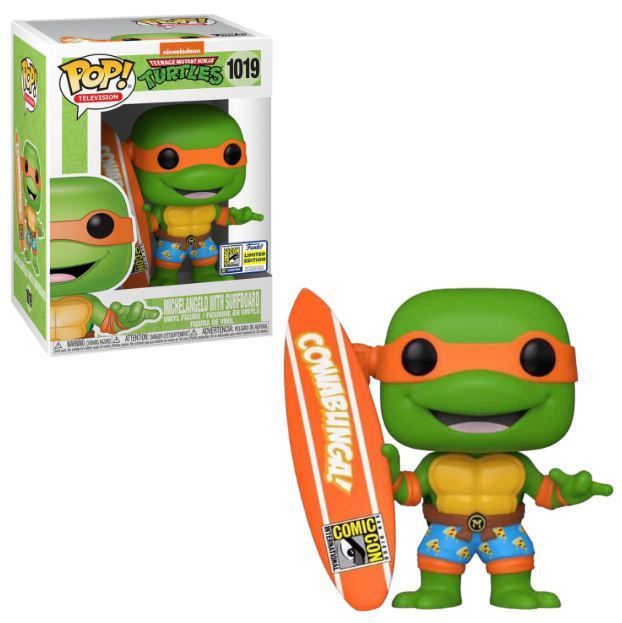 Funko POP! Television: Teenage Mutant Ninja Turtles - Michelangelo w/ Surfboard (2020 SDCC) #1019