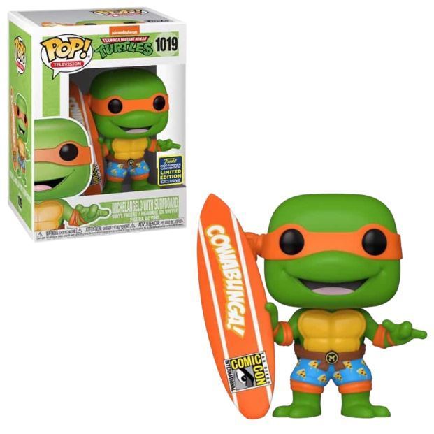 Funko POP! Television: Teenage Mutant Ninja Turtles - Michelangelo w/ Surfboard (2020 Summer Convention) #1019