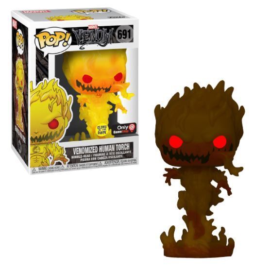 Funko POP! Marvel: Venom - Venomized Human Torch (GiTD)(GameStop) #691