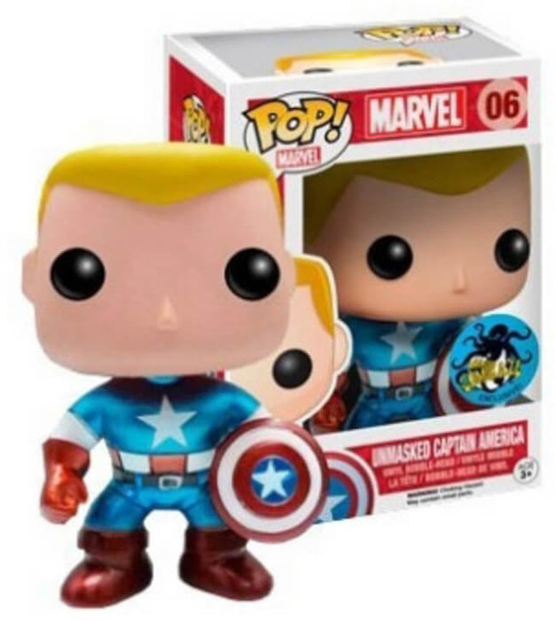 Funko POP! Marvel: Unmasked Captain America (Comikaze)(Damaged Box) #06