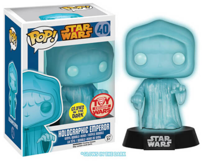 Funko POP! Star Wars: Holographic Emperor (GiTD)(Toy Wars Exclusive)(Damaged Box) #40