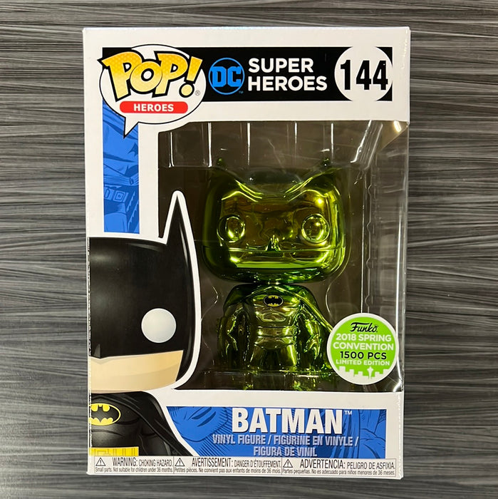 Funko POP! Heroes: Batman [Green] Chrome (2018 Spring Convention/1500 PCS)(Damaged Box) #144